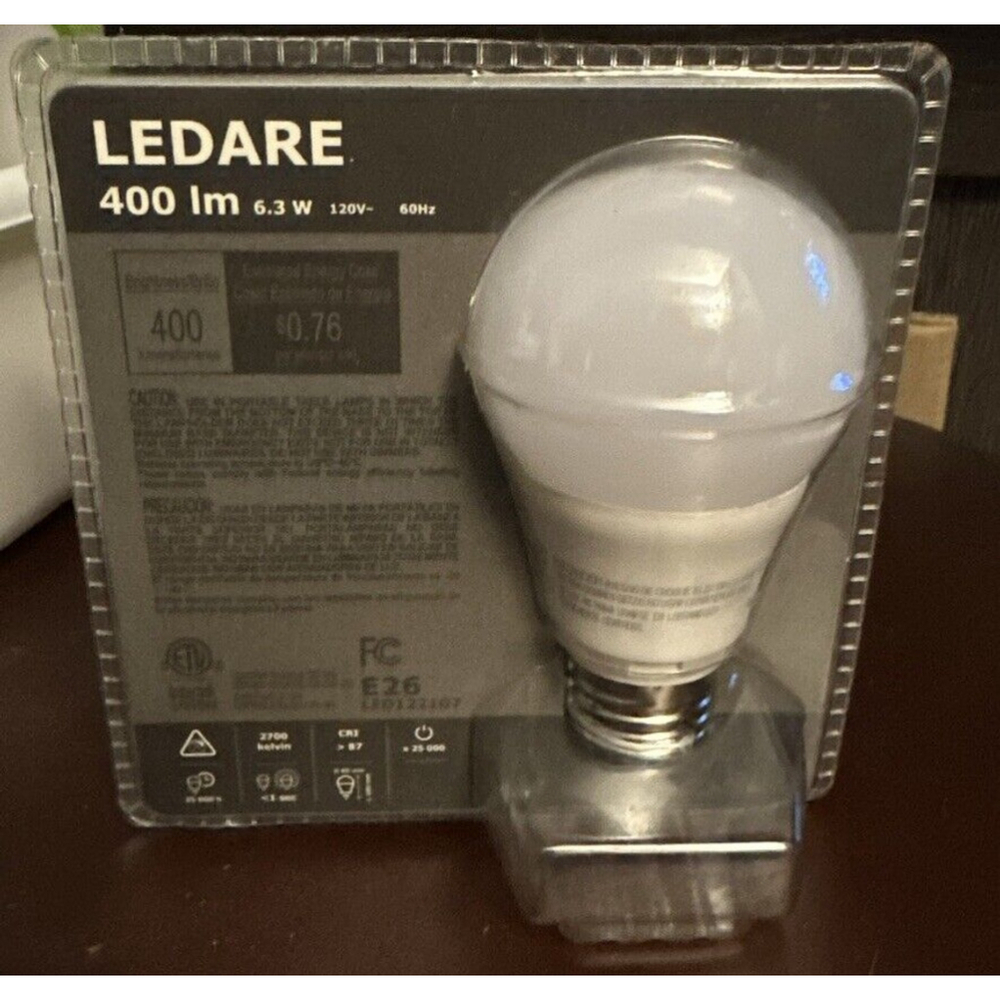 IKEA LEDARE E26 LIGHT BULB 400 Lumen 6.3 W. 902.667.45 2700 Kelvin